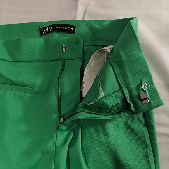 ZARA Green Trouser Dress pants, bootcut size extra small xs TRF Trafaluc bold - Picture 12 of 12